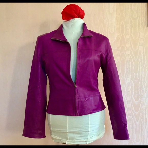 Butter Soft Fuschia Andrew Marc Moto Jacket 1990s - Picture 1 of 7